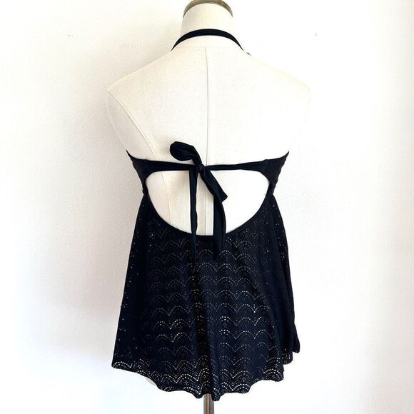 Isabel Maternity Lacey Tankini Swimsuit Top Size D/DD Medium Black Cute Back Det - Picture 3 of 13